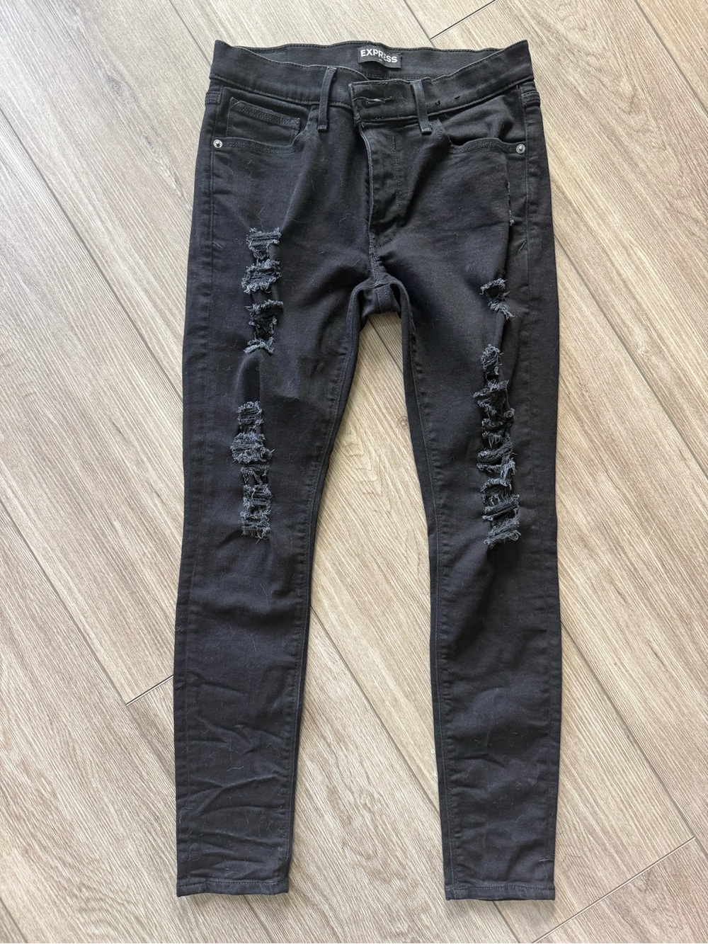 Express Black Distressed Skinny Jeans for Women